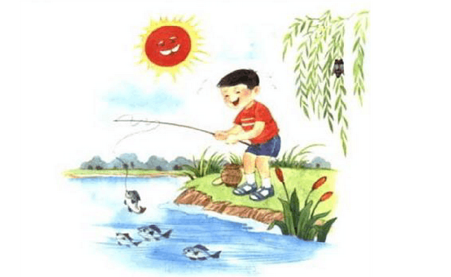 河边钓鱼看图写话,河边钓鱼看图写话三年级上册